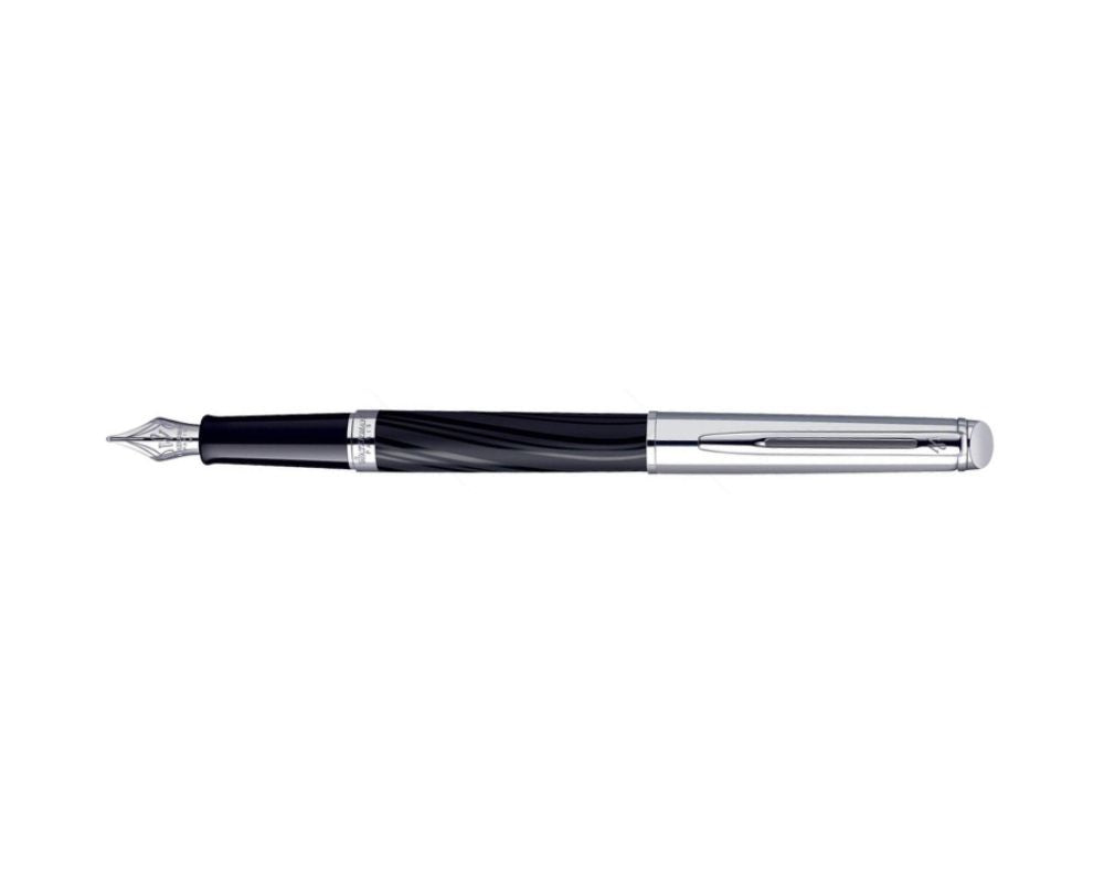 1782305 Waterman Hemisphere Silky Black Chrome Trim Fountain Pen F-Nib S0921170 *
