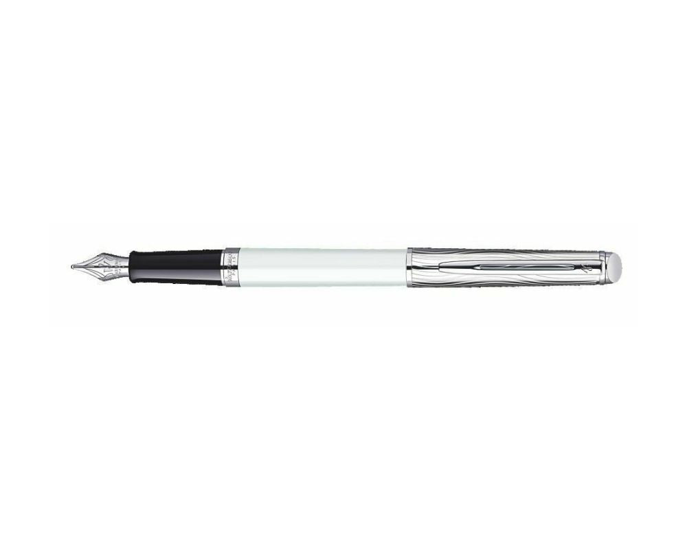 1782309 Waterman Hemisphere Deluxe White Chrome Trim Fountain Pen F-Nib S0921250 *