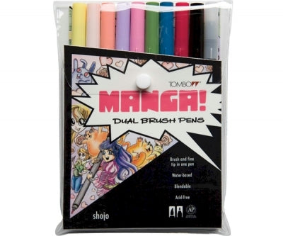 G0 56173 Tombow Set/ABT-10 MANGA SHOJO Brush Pens - 10 pens in case