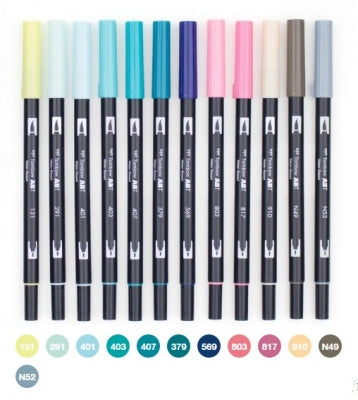 E1 72312 Box/TWELVE Tombow Dual Brush Pen ABT-NEW COLORS 131 291 379 401 403 407 569 803 817 910 N49 N52