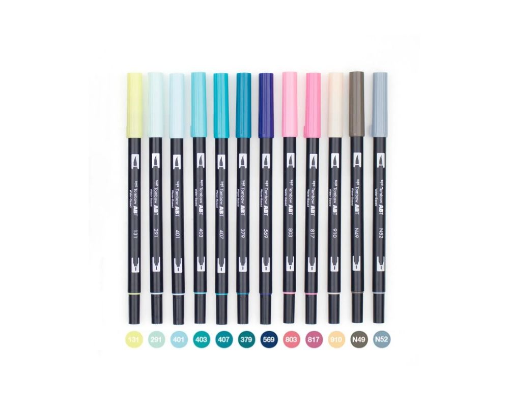 E1 72312 Box/TWELVE Tombow Dual Brush Pen ABT-NEW COLORS 131 291 379 401 403 407 569 803 817 910 N49 N52