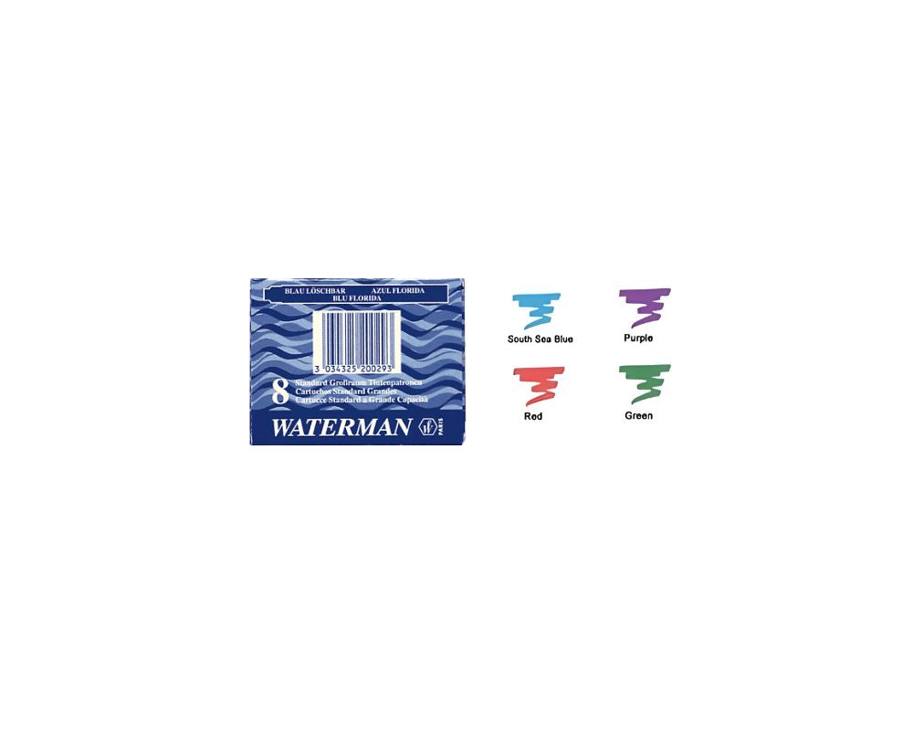 W0 S0713021 Waterman 8-Pack Serenity Blue Fountain Pen Cartridge Refill 52022W *