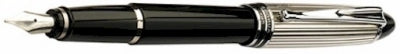 DS 00142 AURORA B14/CN-M STERLING SILVER CAP AND BLACK BARREL FOUNTAIN PEN