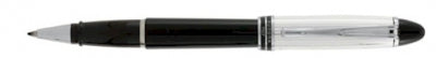 AU 00742 AURORA B74/CN STERLING SILVER CAP AND BLACK BARREL ROLLERBALL PEN