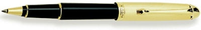 DS 00871 AURORA 871 GOLD PLATED CAP/BLACK BARREL ROLLERBALL PEN - Allow 3 weeks for delivery