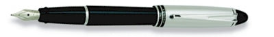 DS 01106 AURORA B11/C CHROME PLATED CAP W/BLACK BARREL FOUNTAIN PEN