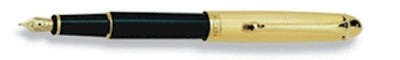 DS 01811 AURORA 811-F GOLD PLATED CAP/BLACK BARREL SMALL FP PEN Fine Nib - Allow 3 weeks for delivery