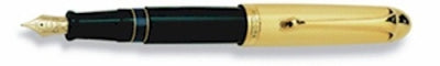DS 02801 AURORA 801-EF GOLD PLATED CAP/BLACK BARREL LARGE FP PEN Extra Fine Nib - Allow 3 weeks for delivery