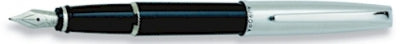 DS 05000 AURORA E05 STYLE BLACK RESIN CHROME CAP FOUNTAIN PEN Medium Nib