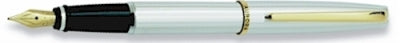 AU 14000 AURORA E14 STYLE CHROME W/GOLD PLATED TRIM FOUNTAIN PEN Medium-Nib