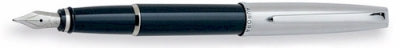 DS 15000 AURORA E05-F STYLE BLACK RESIN CHROME CAP FOUNATIN PEN Fine Nib