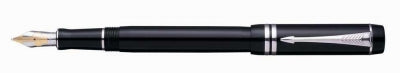 PB 70555 Parker Duofold Black/Plat Fountain Pen Inter F-Nib 9151201 S0690560 *