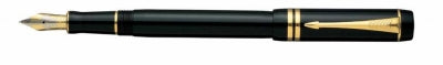 PB 86112 Parker Duofold Black Fountain Pen Cent M-Nib 9611203 S0690350 *