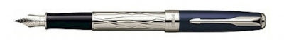 92076 Parker Sonnet Special Edition Silver/Blue ST Medium Point Fountain Pen 92076 *