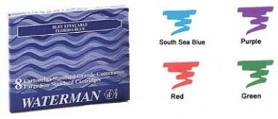 W0 S0712991 Waterman 8-Pack Intense Black Fountain Pen Cartridge Refill 52021W *