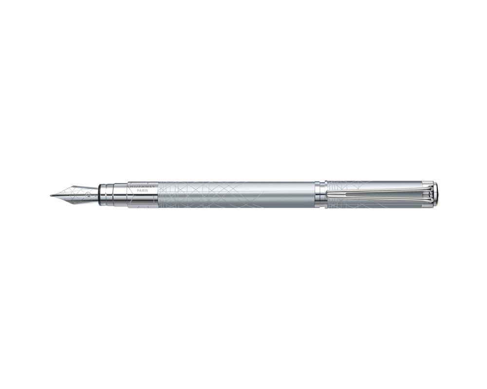1750146 Waterman Perspective Silver CT Fountain Pen M-Nib S0831240 *