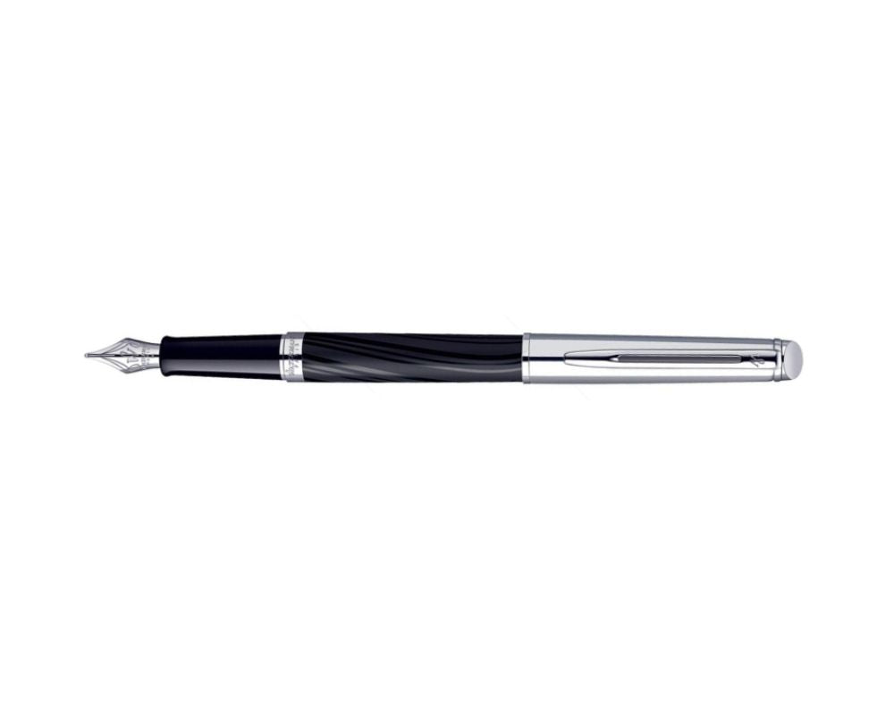 1782306 Waterman Hemisphere Silky Black Chrome Trim Fountain Pen M-Nib S0921190 *
