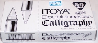 P0 81525 Box/DOZEN Itoya CL-10-BK BLACK DoubleHeader Calligraphy Marker - $1.72 ea -