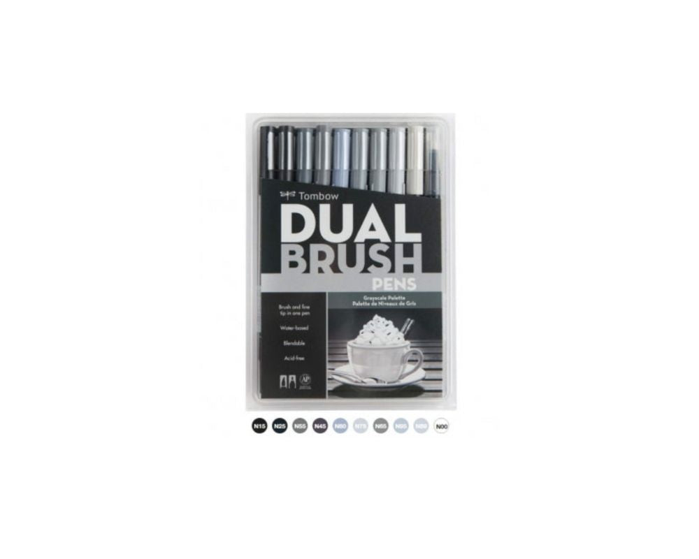 G0 56171 Tombow Set/ABT-10 GRAY SCALE Brush Pens - 10 pens in case