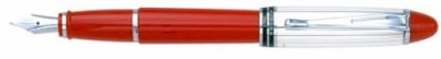 DS 01143 AURORA B14/CR-F STERLING SILVER CAP AND RED BARREL FOUNTAIN PEN Fine Nib