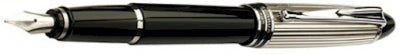 DS 03142 AURORA B14/CN-B STERLING SILVER CAP AND BLACK BARREL FOUNTAIN PEN Broad Nib