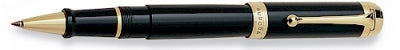 DS 07201 AURORA D72/N TALENTUM BLACK ROLLERBALL W/GOLD TRIM